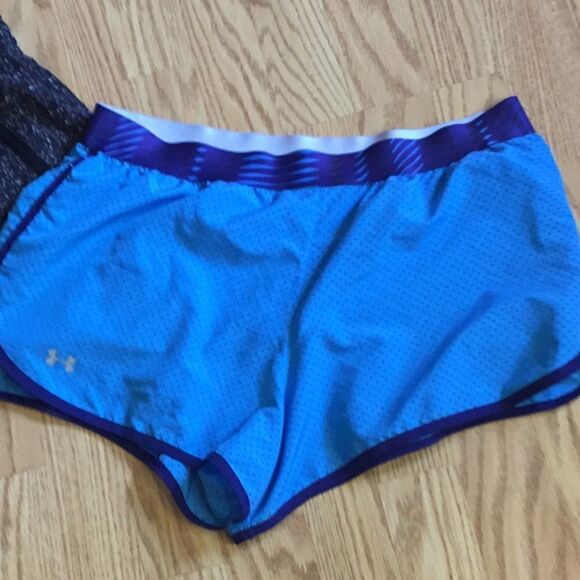2 pair athletic shorts, both size medium, 1 blue, 1 black & white - Picture 3 of 12